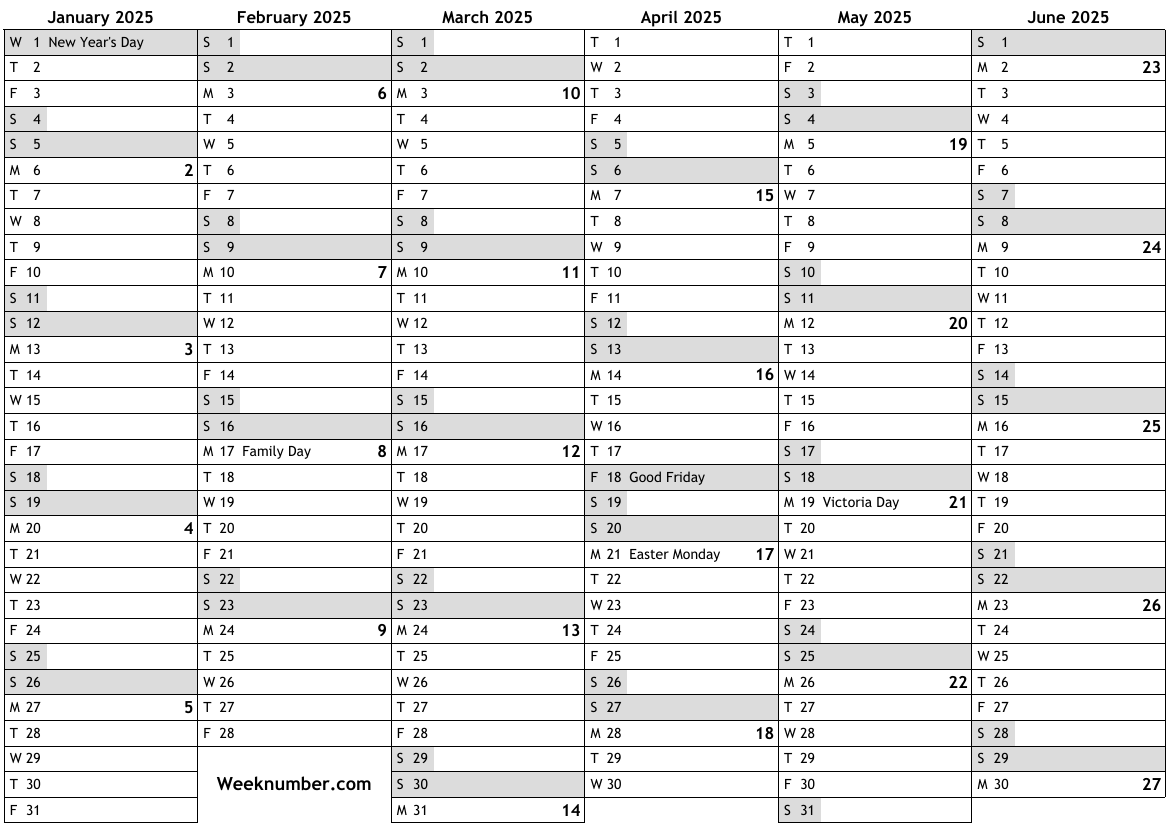 2025 Calendar Canada With Week Numbers A Comprehensive Guide Excel