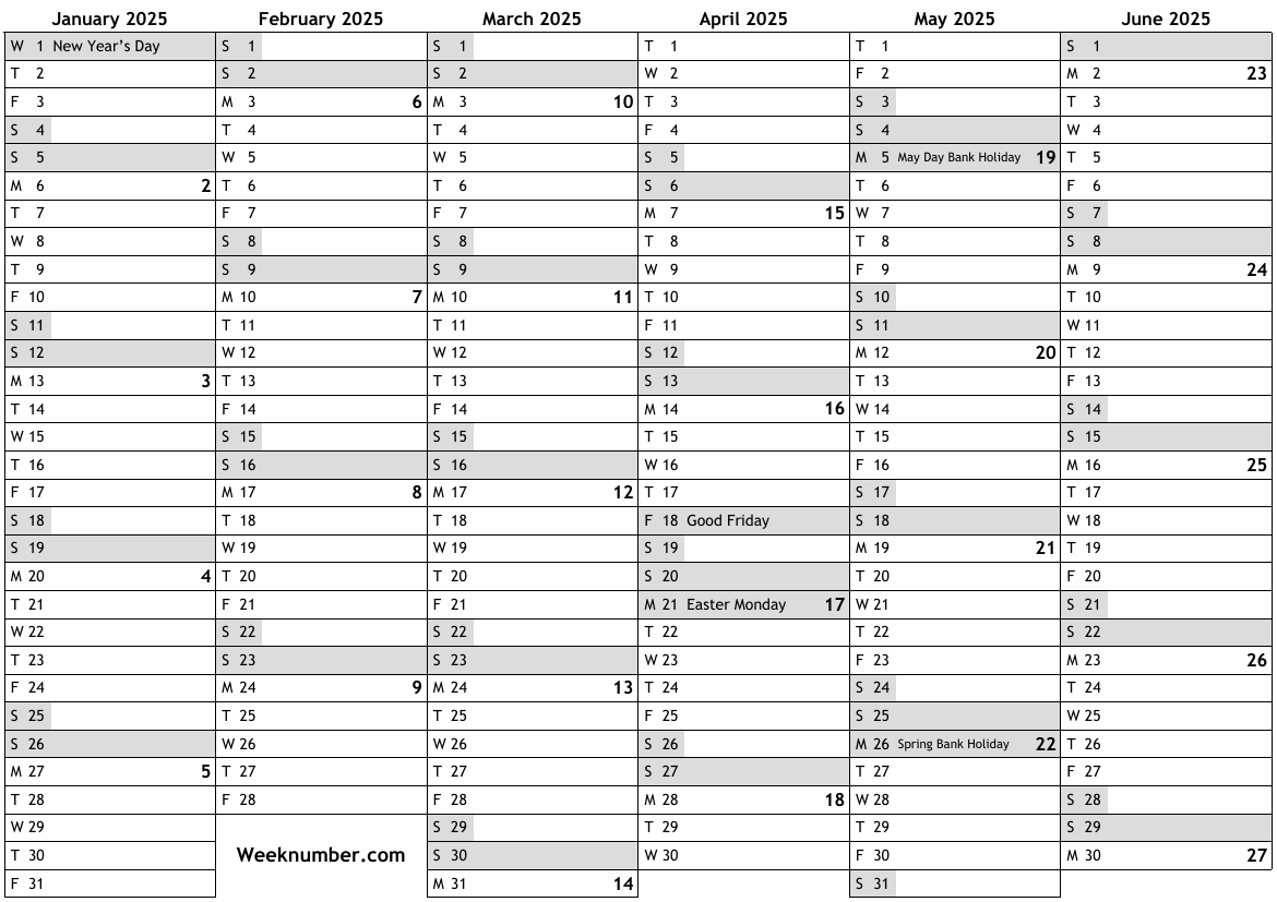 2025 calendar with week numbers and holidays for England … official public holidays, bank